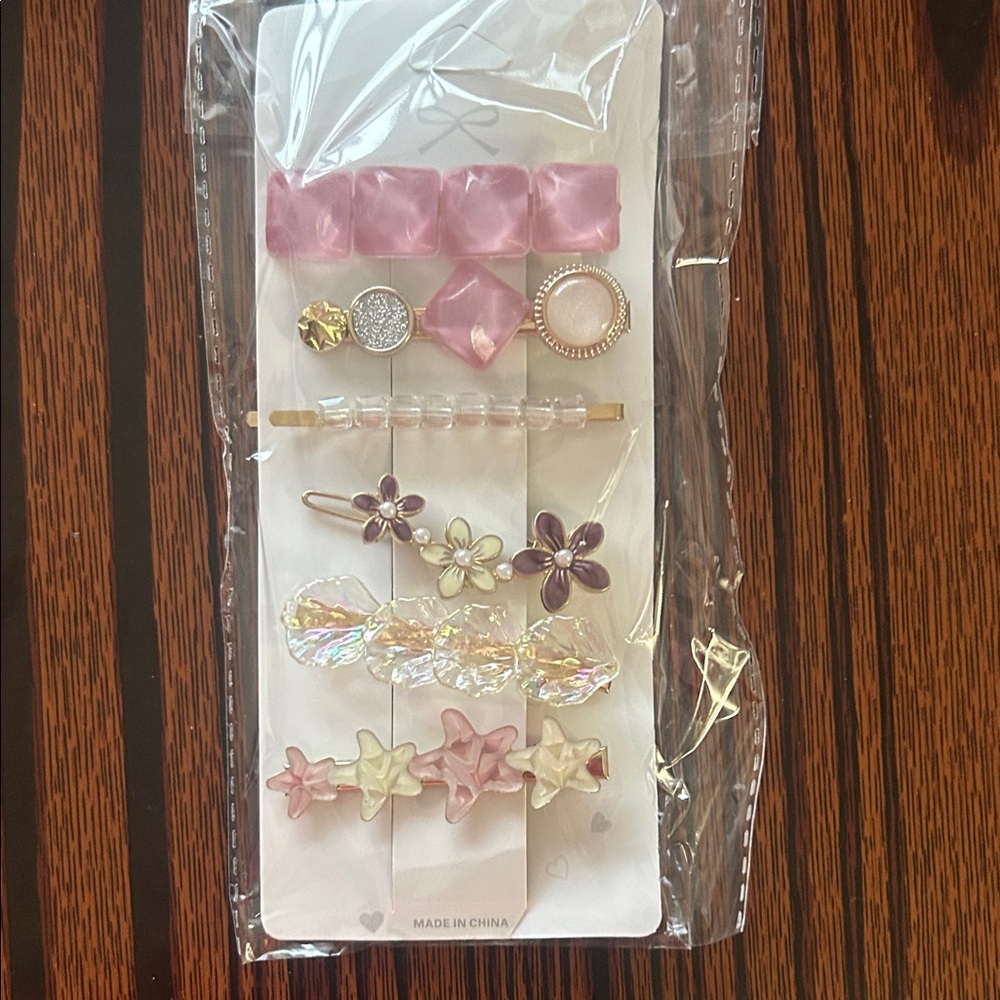 Pink and Purple Floral Hair Clip Set